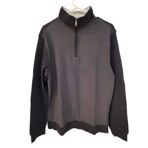 Ted Baker Mens 1/4 Zip Pullover Textured Mock Neck Sweater Navy Size M